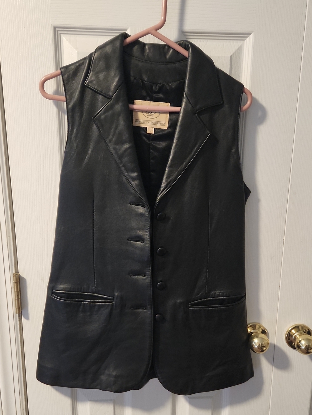 Leather Sleeveless Vest - Black